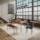 Nature's Edge Light Chestnut/Blueberry 60 Dining Table w/ 4 Maddox Chairs and Bench