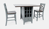 Asbury Park Grey/Autumn Brown Counter Drop Leaf Table w/ 2 X-Back Stools