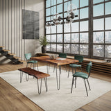 Nature's Edge Light Chestnut/Jade 60 Dining Table w/ 4 Owen Chairs and Bench