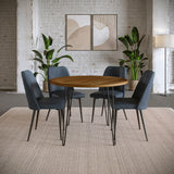 Brennan Golden/Blueberry Dining Table w/ 4 Maddox Chairs