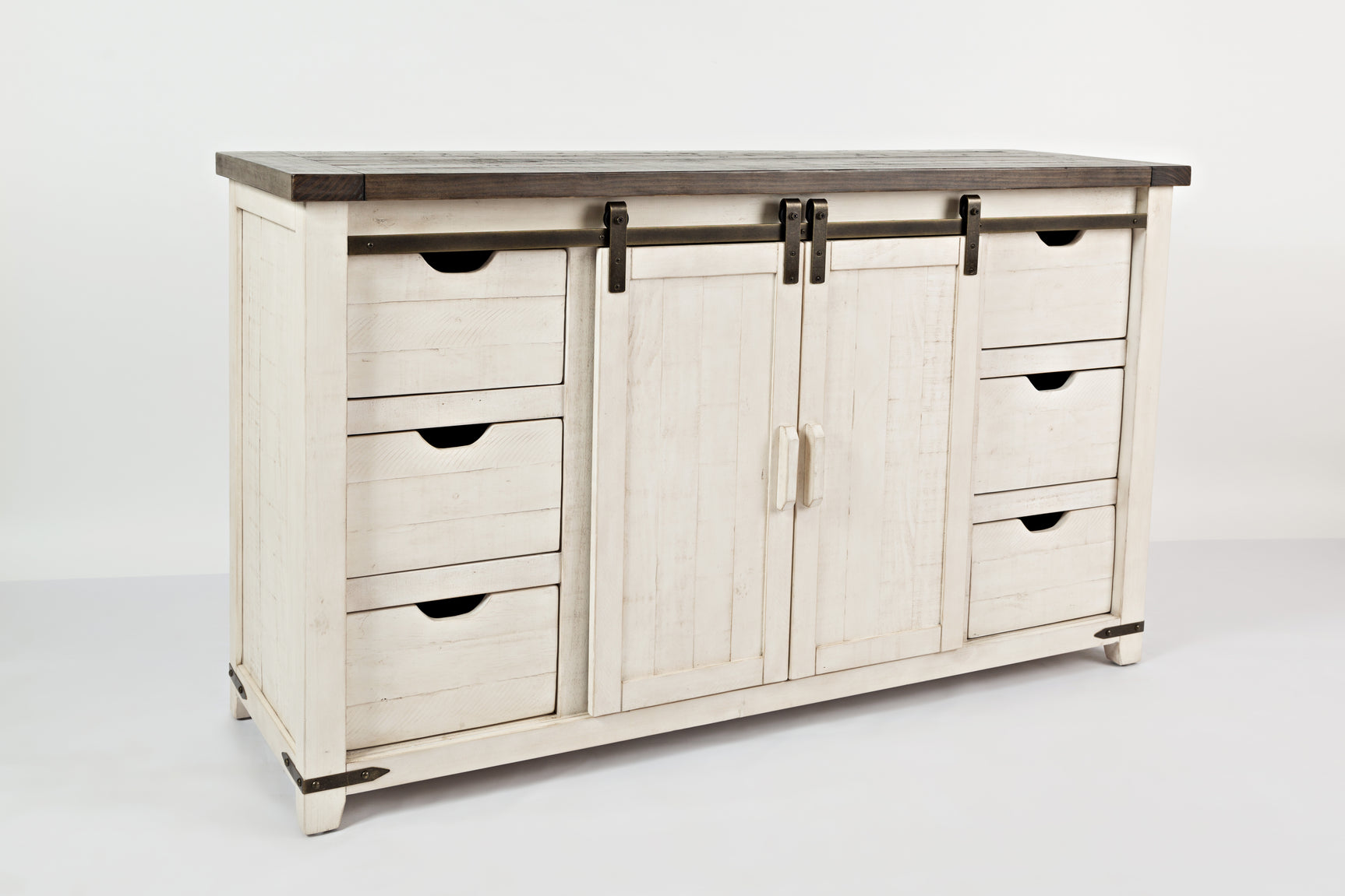 Madison County Vintage White 60 Barn Door Server