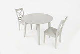 Simplicity Dove Round Drop Leaf Table w/ 2 X-Back Chairs