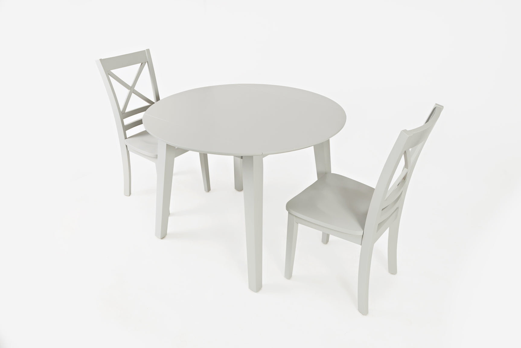 Simplicity Dove Round Drop Leaf Table w/ 2 X-Back Chairs
