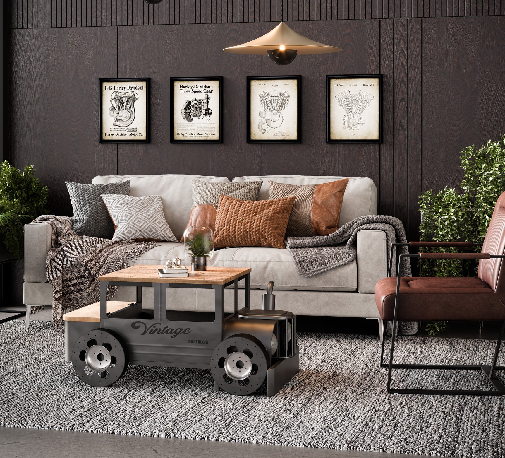 Glory Days Brown/Gray Vintage Car Coffee Table