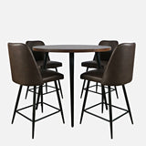 Prelude Walnut/Dark Brown Round Counter Dining Table w/ 4 Maddox Stools