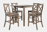 Eastern Tides Bisque Dropleaf Counter Dining Table w/ 4 X-Back Stools