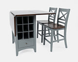Asbury Park Grey/Autumn Brown Counter Drop Leaf Table w/ 2 X-Back Stools