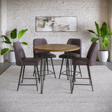 Brennan Golden/Dark Brown Counter Dining Table w/ 4 Maddox Stools