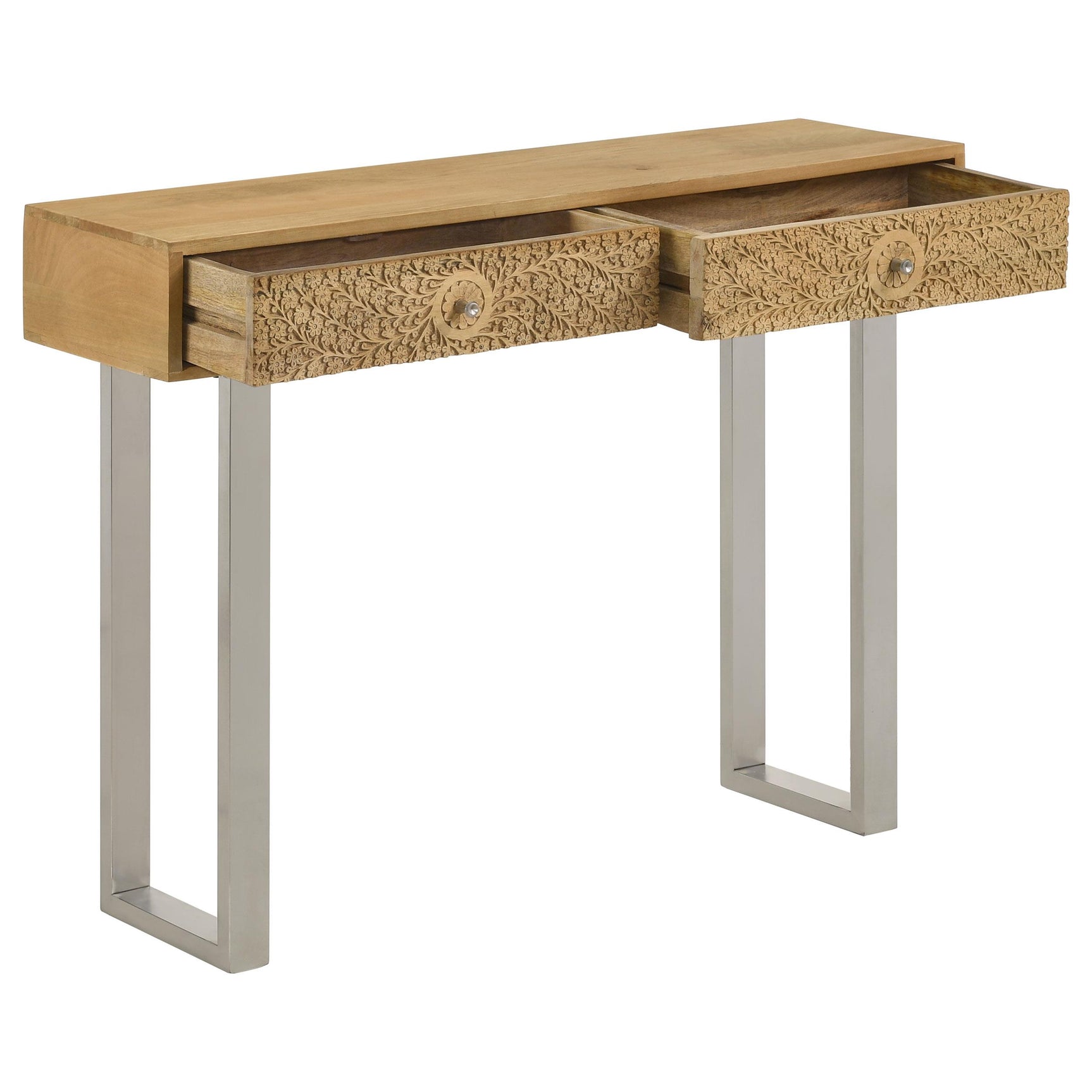Draco Natural 2-drawer Console Table Hand Carved Details - Ornate Home