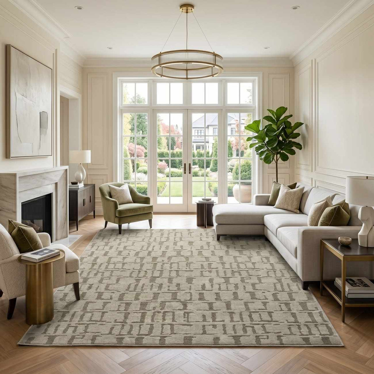 Dragan Green Modern Washable Area Rug - Ornate Home