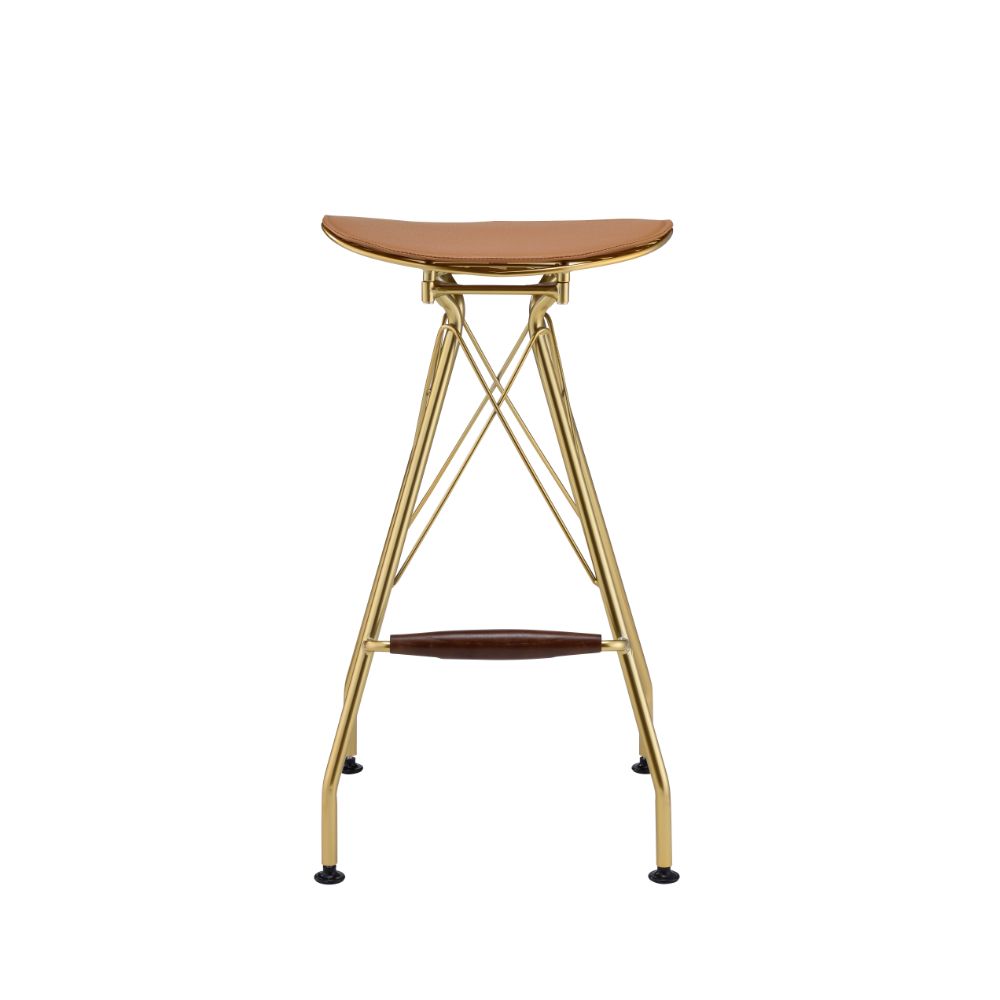 Dragea Whiskey PU & Gold Bar Stool - Ornate Home