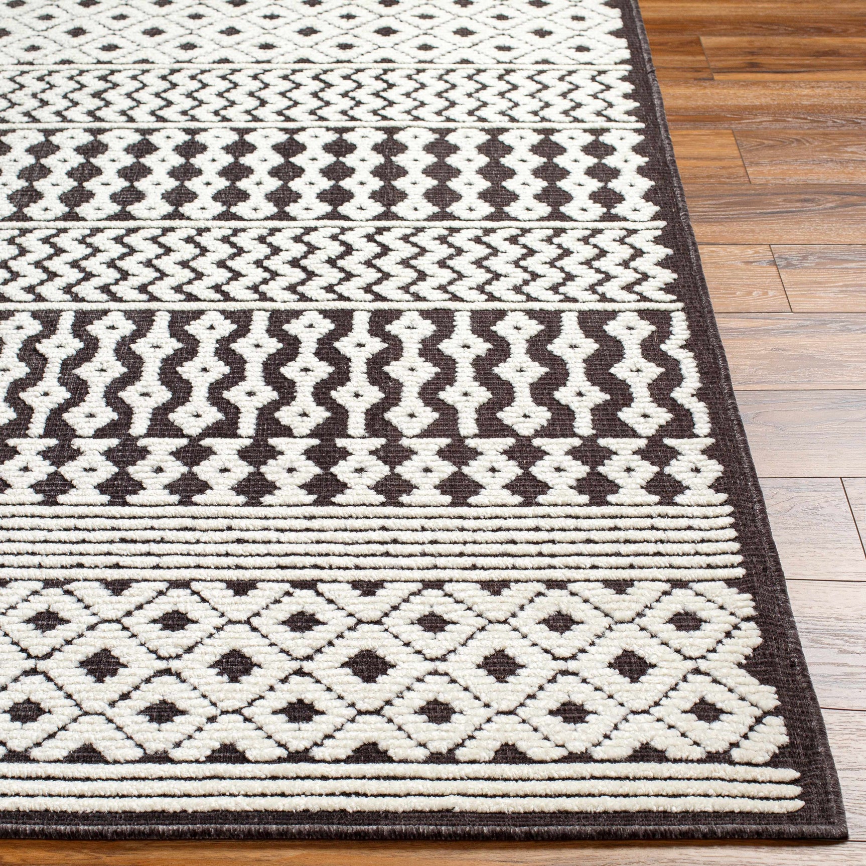 Drago Black Trellis Washable Rug - Clearance - Ornate Home