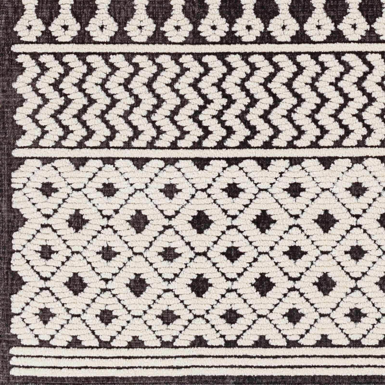 Drago Black Trellis Washable Rug - Clearance - Ornate Home