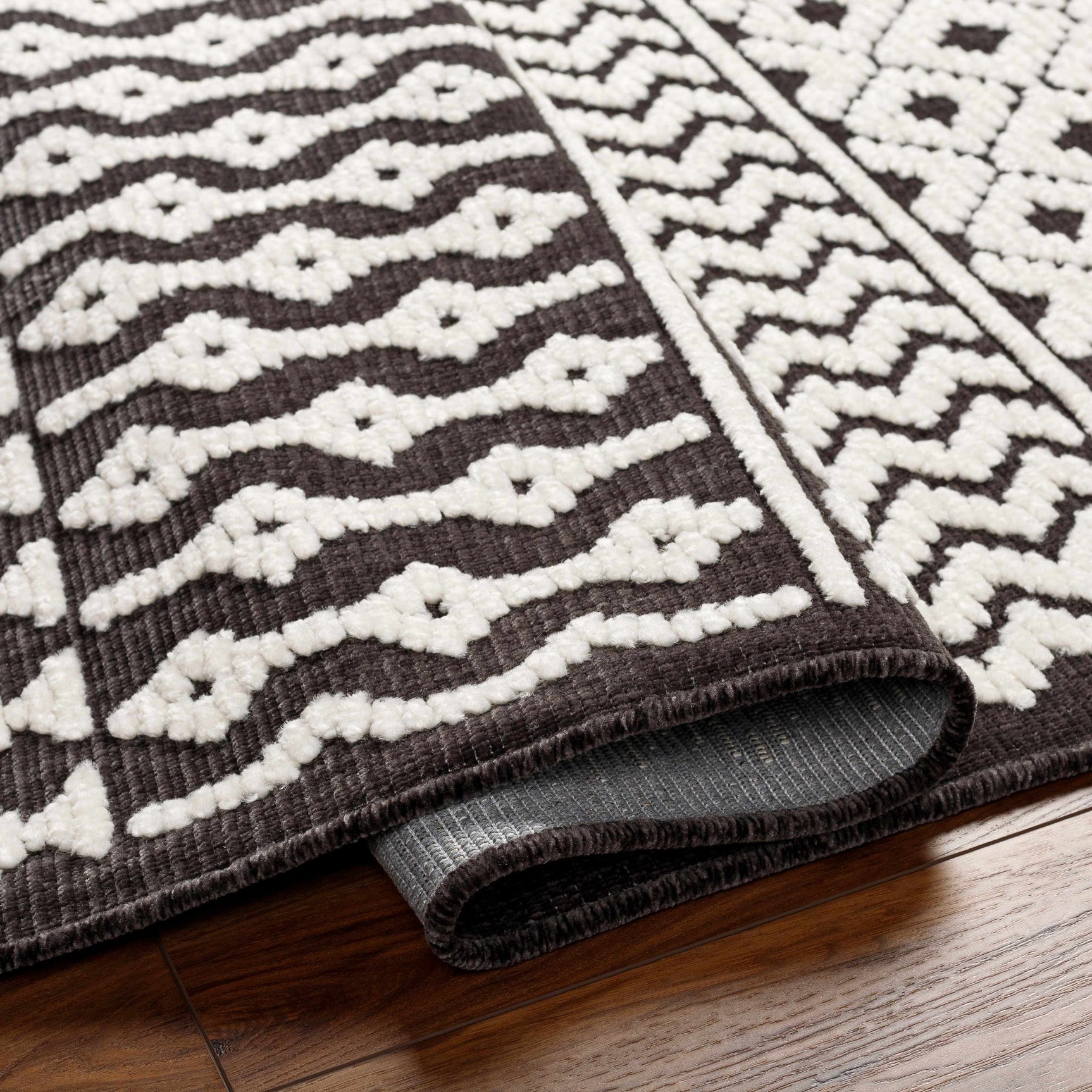 Drago Black Trellis Washable Rug - Clearance - Ornate Home