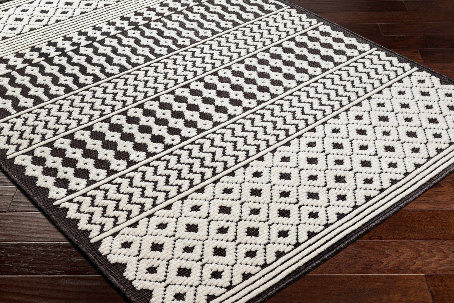Drago Black Trellis Washable Rug - Clearance - Ornate Home