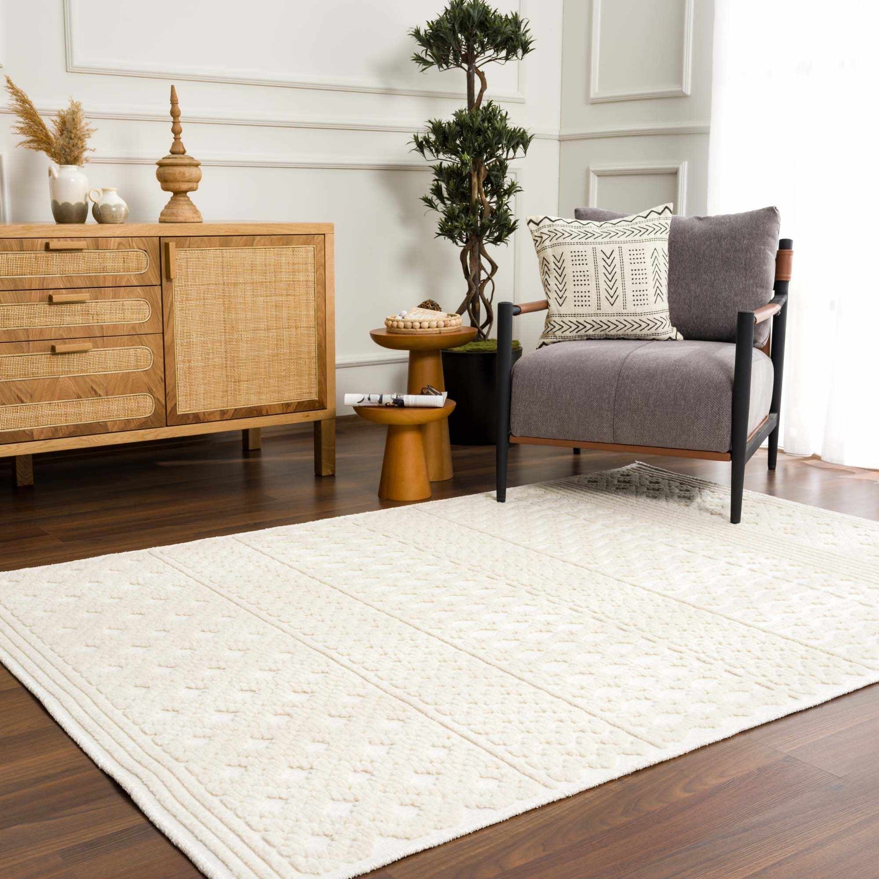 Drago White Washable Area Rug - Ornate Home