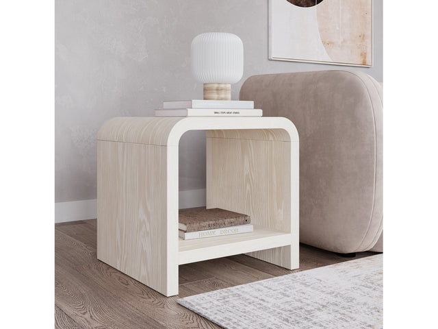 Drake Ash Wood Side Table in Sugar - Ornate Home