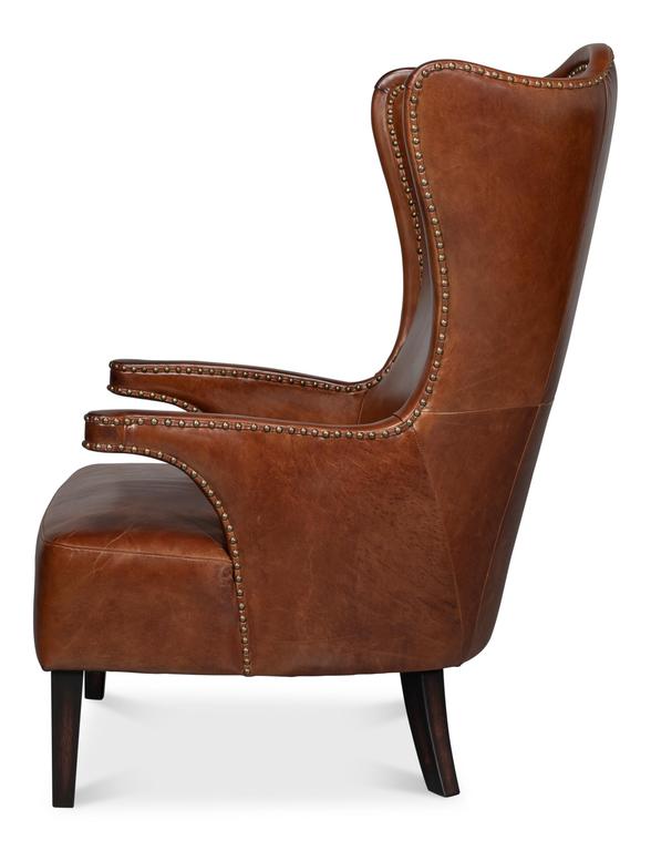 Drake Brown Distilled Leather Chair - Ornate Home