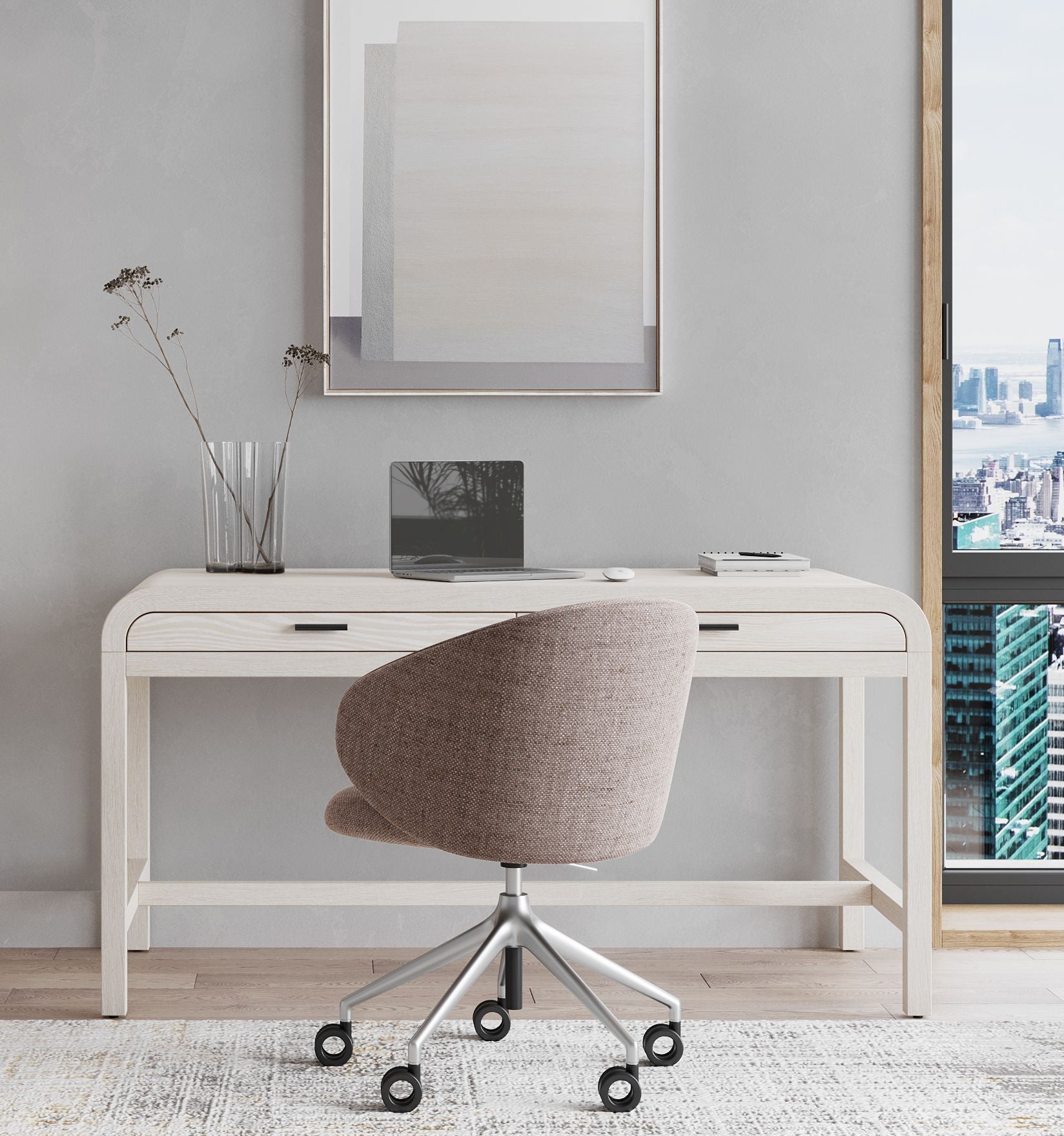 Drake Two Drawer Writing Desk in Sugar - Ornate Home