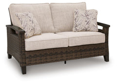 Drakes Beach Dark Brown Outdoor Loveseat with Cushion - Ornate Home