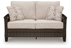 Drakes Beach Dark Brown Outdoor Loveseat with Cushion - Ornate Home