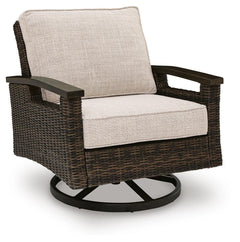 Drakes Beach Dark Brown Outdoor Swivel Lounge Chair (Set of 2) - Ornate Home