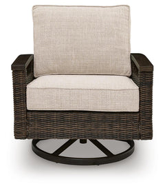 Drakes Beach Dark Brown Outdoor Swivel Lounge Chair (Set of 2) - Ornate Home