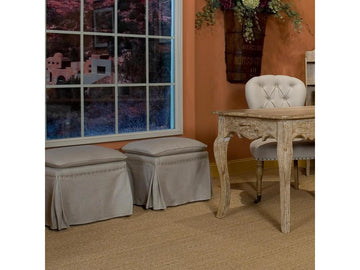Draped Beige Ottoman - Ornate Home