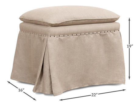 Draped Beige Ottoman - Ornate Home