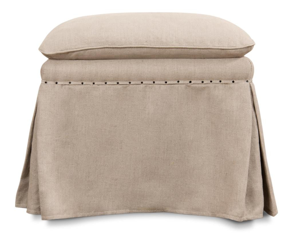 Draped Beige Ottoman (Set of 2) - Ornate Home