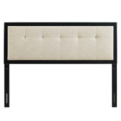 Draper Black/Beige Tufted Fabric and Wood King Headboard - Ornate Home