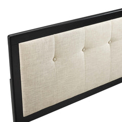 Draper Black/Beige Tufted Fabric and Wood King Headboard - Ornate Home
