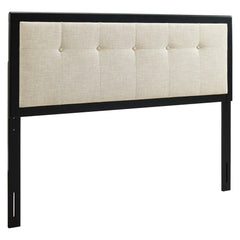 Draper Black/Beige Tufted Fabric and Wood Queen Headboard - Ornate Home