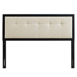 Draper Black/Beige Tufted Fabric and Wood Queen Headboard - Ornate Home