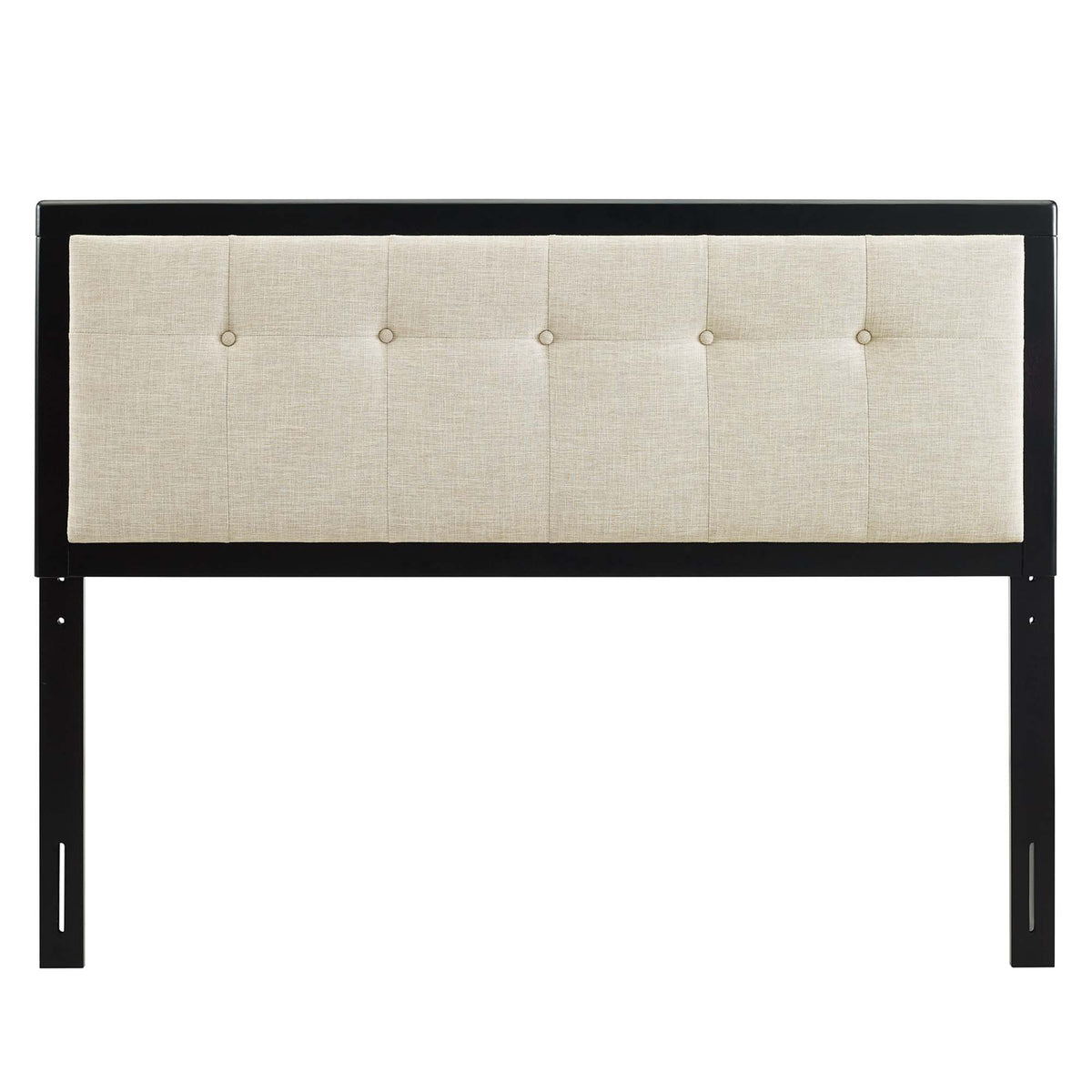 Draper Black/Beige Tufted Fabric and Wood Queen Headboard - Ornate Home