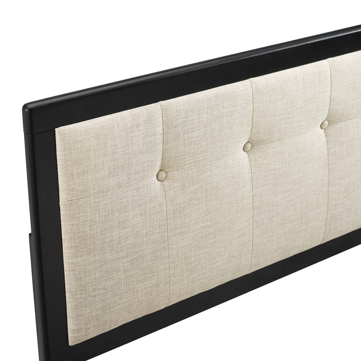 Draper Black/Beige Tufted Fabric and Wood Queen Headboard - Ornate Home
