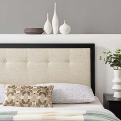 Draper Black/Beige Tufted Fabric and Wood Queen Headboard - Ornate Home