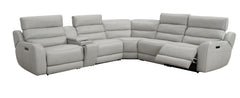 Draper Smoke Leatherette 6-Pc Dual Power Reclining Sectional with 3 Power Recliners - Ornate Home