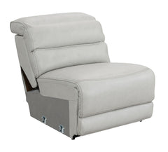 Draper Smoke Leatherette 6-Pc Dual Power Reclining Sectional with 2 Power Recliners - Ornate Home