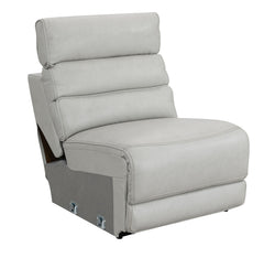 Draper Smoke Leatherette 6-Pc Dual Power Reclining Sectional with 2 Power Recliners - Ornate Home