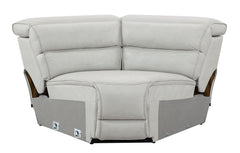 Draper Smoke Leatherette 6-Pc Dual Power Reclining Sectional with 2 Power Recliners - Ornate Home