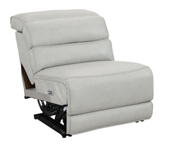 Draper Smoke Leatherette 6-Pc Dual Power Reclining Sectional with 3 Power Recliners - Ornate Home