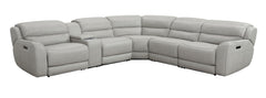 Draper Smoke Leatherette 6-Pc Dual Power Reclining Sectional with 2 Power Recliners - Ornate Home