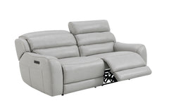 Draper Smoke Leatherette Dual Power Reclining Sofa & Loveseat - Ornate Home