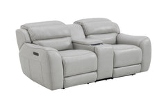 Draper Smoke Leatherette Dual Power Reclining Sofa & Loveseat - Ornate Home