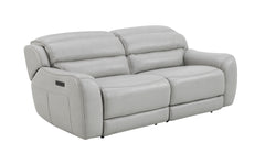 Draper Smoke Leatherette Dual Power Reclining Sofa - Ornate Home