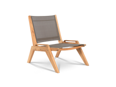 Draper Teak Taupe Outdoor Sling Chat Chair - Ornate Home