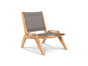 Draper Teak Taupe Outdoor Sling Chat Chair - Ornate Home