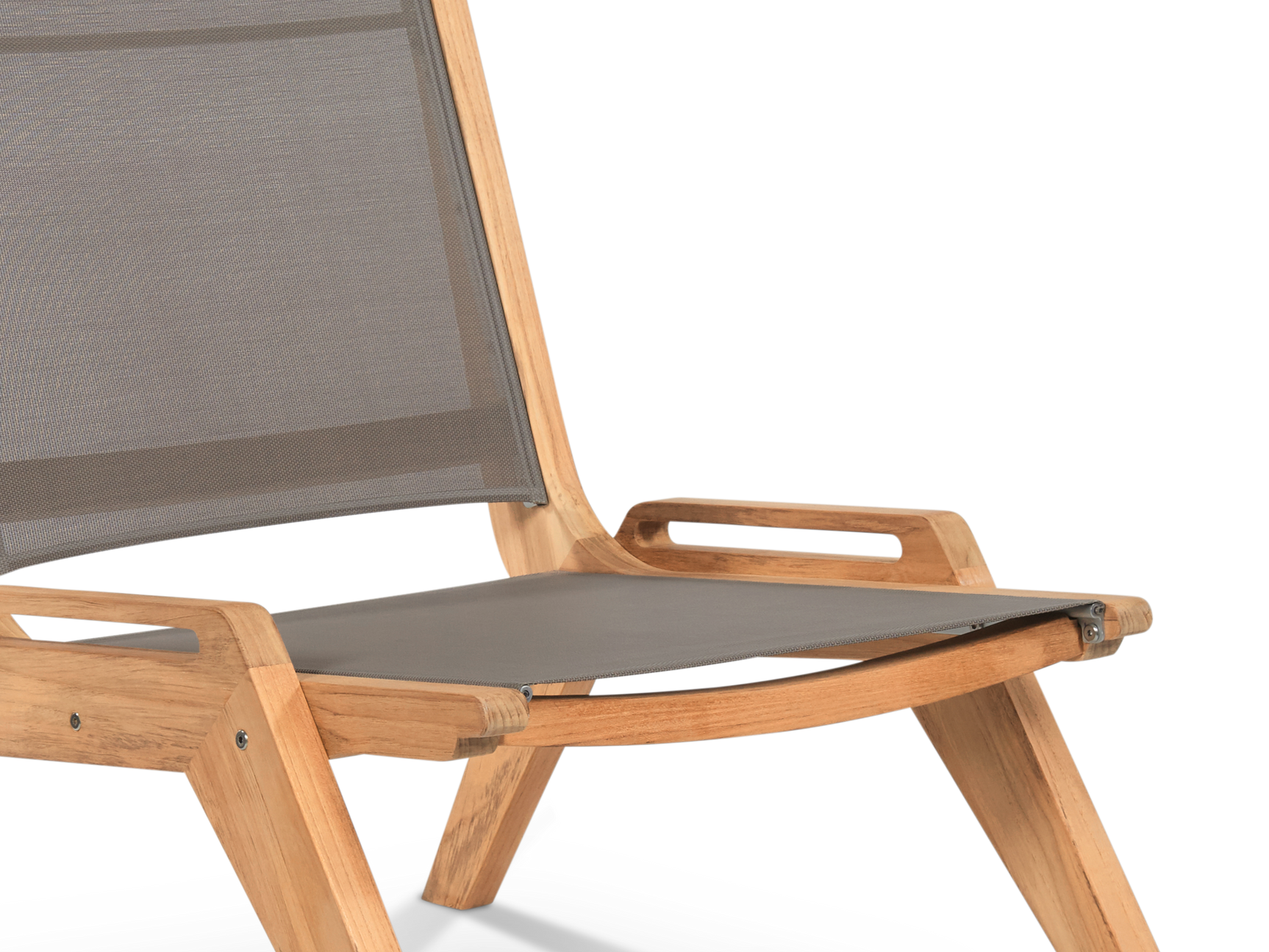 Draper Teak Taupe Outdoor Sling Chat Chair - Ornate Home