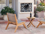 Draper Teak Taupe Outdoor Sling Chat Chair - Ornate Home
